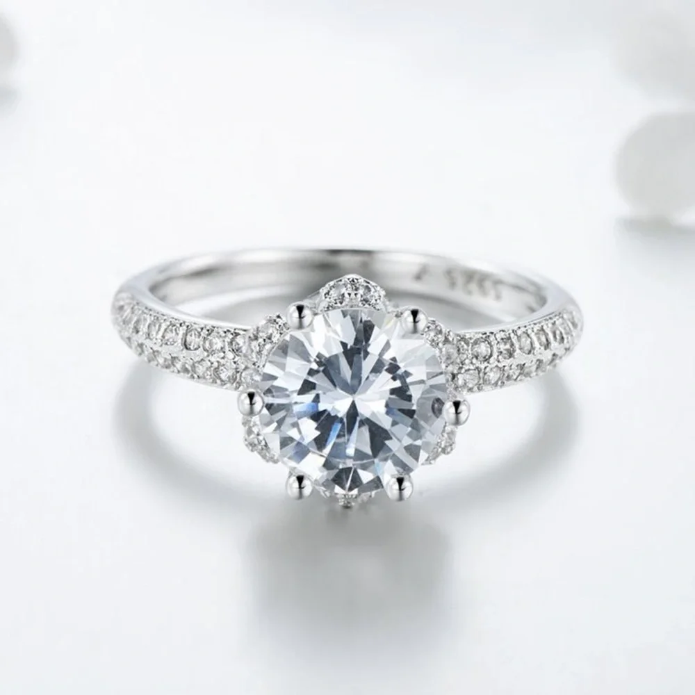 HIGH quality 925 Sterling Silver Classic Engagement Ring - Picture 4 of 5